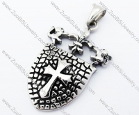 Stainless Steel Shield Pendant with Cross - JP170199