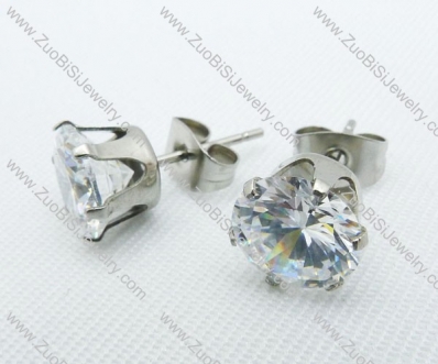 4mm Round Facted Clear Zircon Stainless Steel Earring JE220004-4
