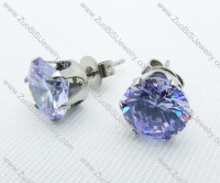 3mm Clear Sapphire Zircon Stainless Steel earring JE220005