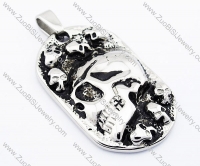 Mexican Sugar Skull Pendant with Square Tag in Stainless Steel -JP300015
