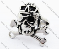 Stainless Steel Biker Skull Ring with Spanner -JR330073
