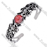 Skull Stainless Steel Bangles with Ruby Stone - JB350060