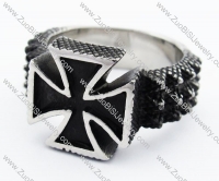Black Epoxy Stainless Steel Maltese Cross Ring - JR370013