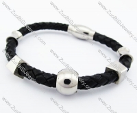 Stainless Steel Six Charms Leather Bracelet - JB400035