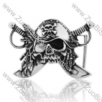 Punk Titanium Caribbean Pirates Skull Belt Buckle -JZ350020
