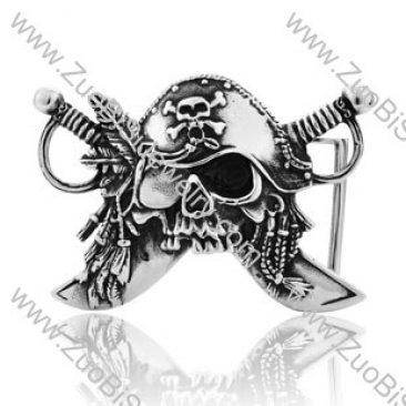 Punk Titanium Caribbean Pirates Skull Belt Buckle -JZ350020