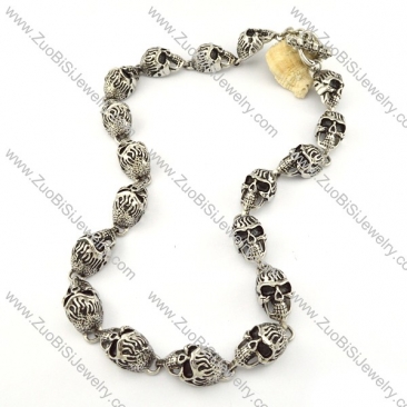 18 Fire Skull Head Stainless Steel Necklace in length of 59.50cm -n000204