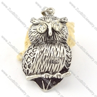 Stainless Steel Clear Rhineston Owl Pendant -p000640