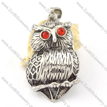 Stainless Steel Red Eye Owl Pendant -p000641