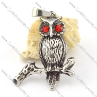 Stainless Steel Owl Pendant with Red Eye -p000649