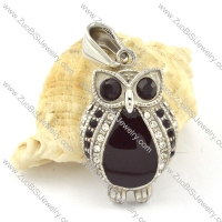 Stainless Steel Owl Pendant with Black Eyes -p000653