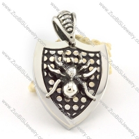 Stainless Steel shield Pendant with Spider -p000707