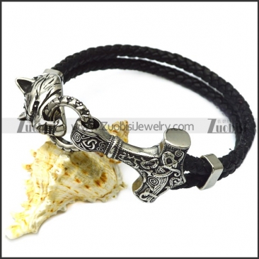 Viking Stainless Steel Wolf and Hammer Bracelets b008807